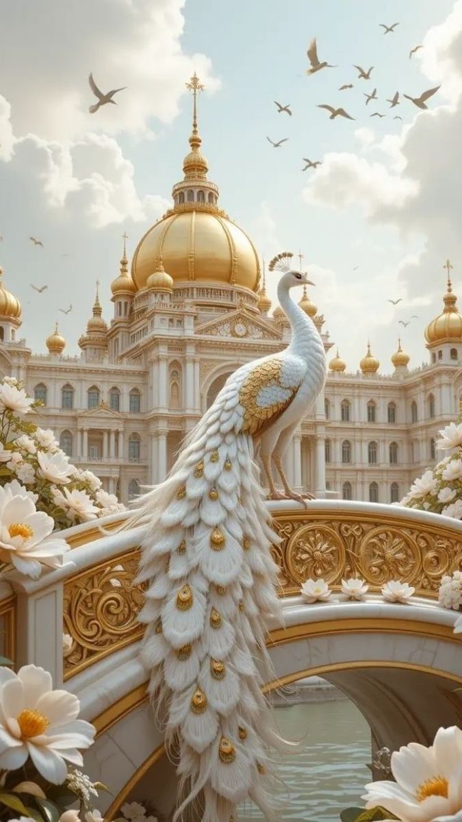 Hình nền khổng tước trắng kiêu kỳ