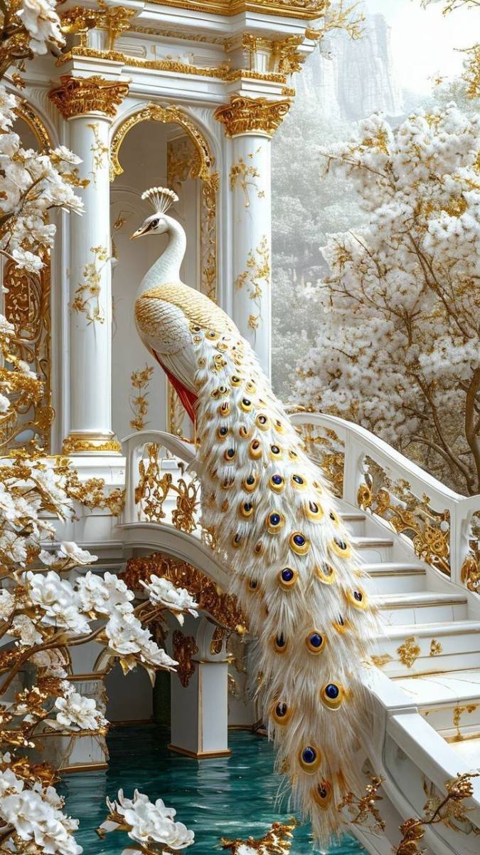 Hình nền khổng tước trắng ấn tượng