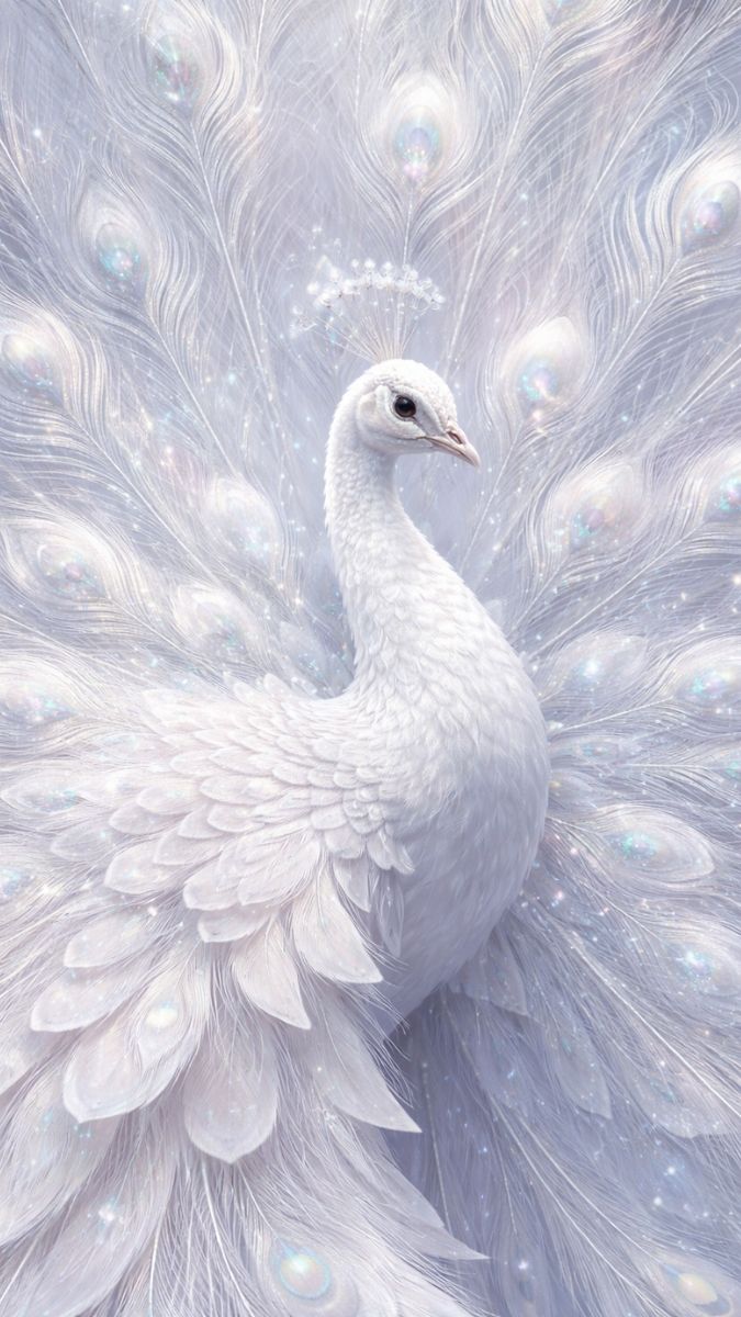 Hình nền khổng tước trắng lấp lánh, lung linh