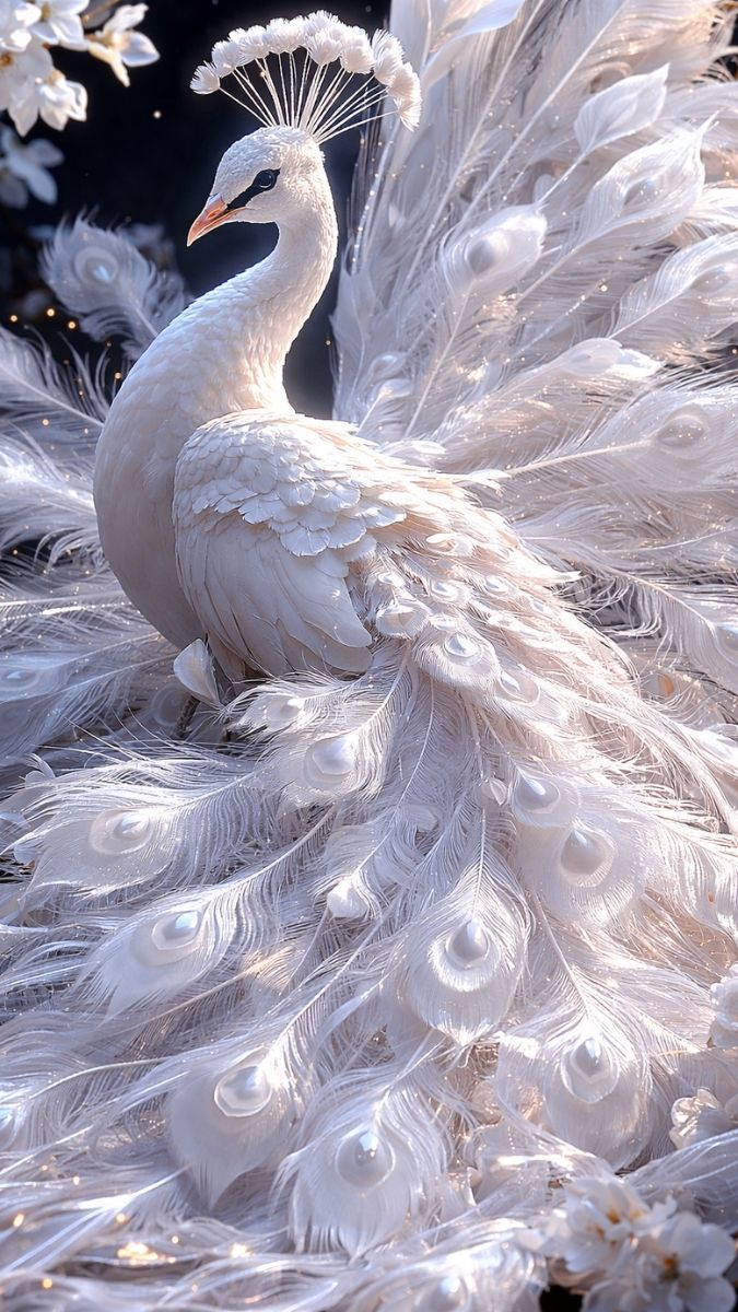 Hình nền khổng tước trắng 3D sắc nét