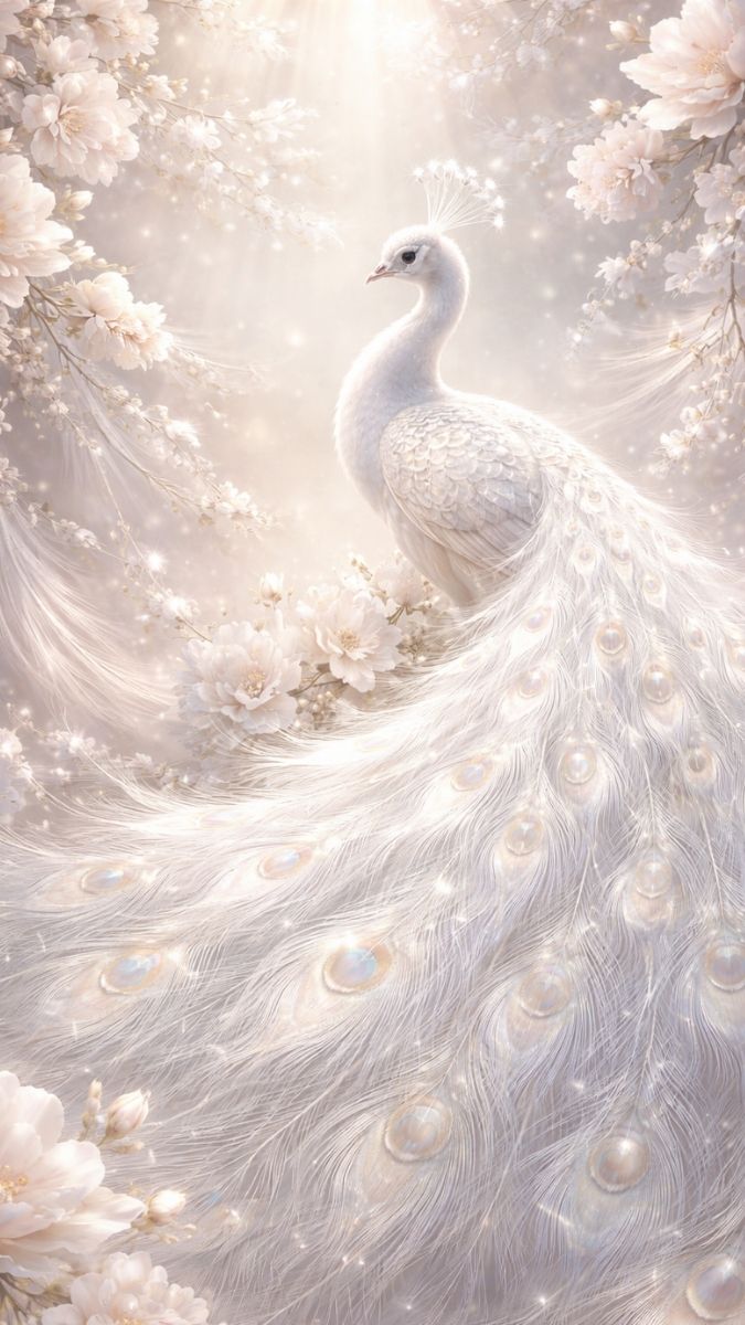 Hình nền khổng tước trắng tao nhã