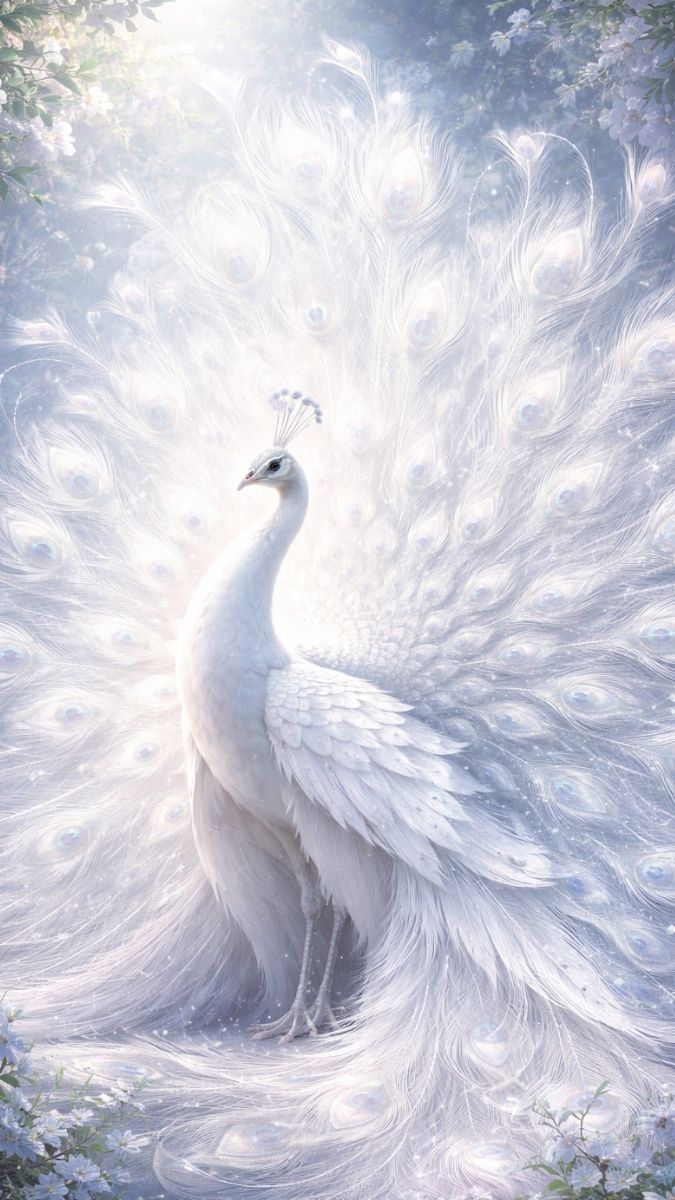 Hình nền khổng tước trắng buốt thanh cao