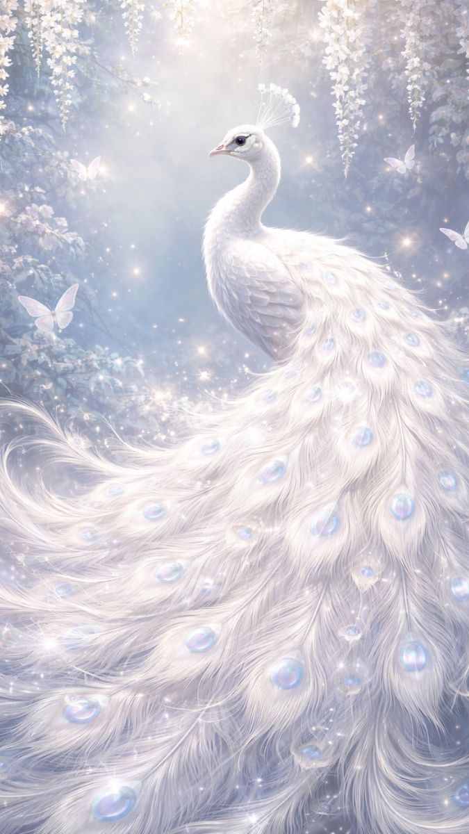 Hình nền khổng tước trắng đẹp mê ly