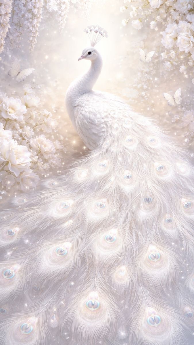 Hình nền khổng tước trắng đẹp lung linh