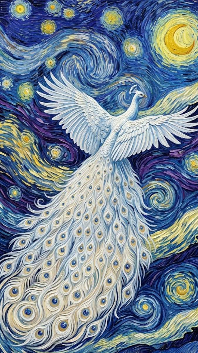 Hình nền khổng tước trắng nghệ thuật