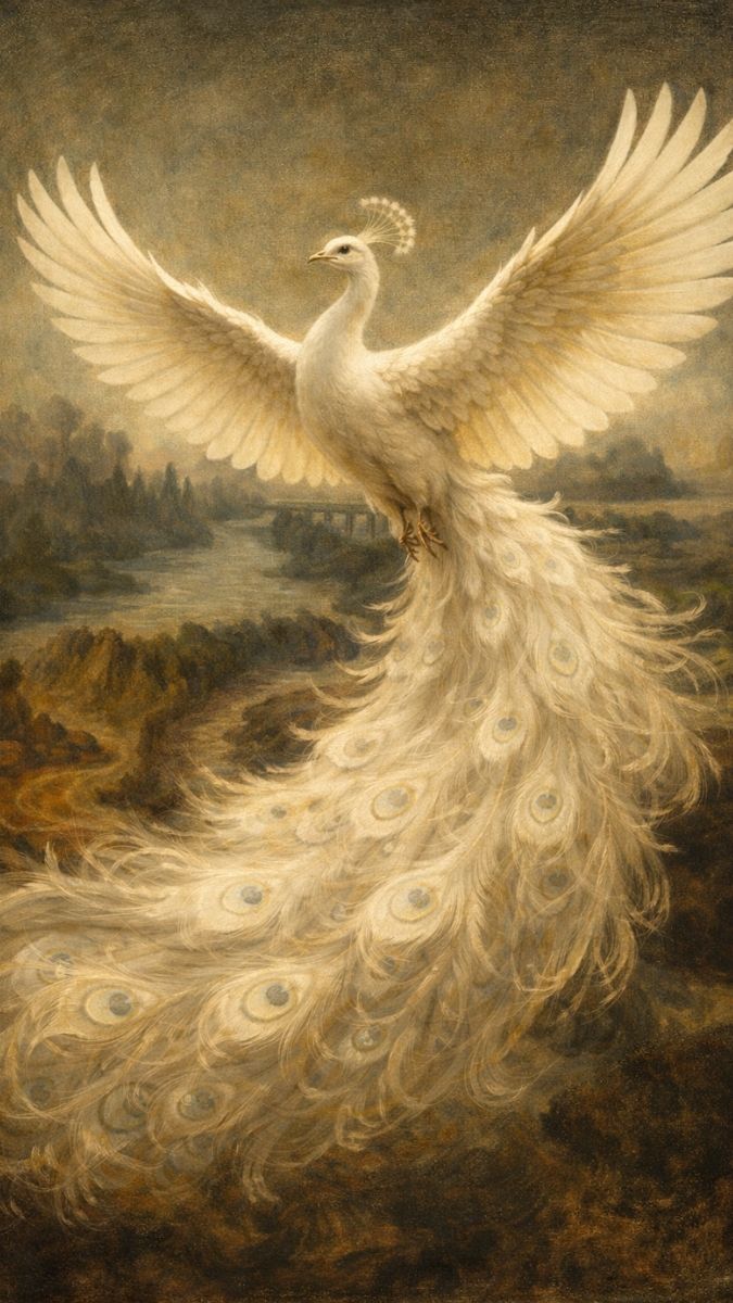 Hình nền khổng tước trắng cổ điển