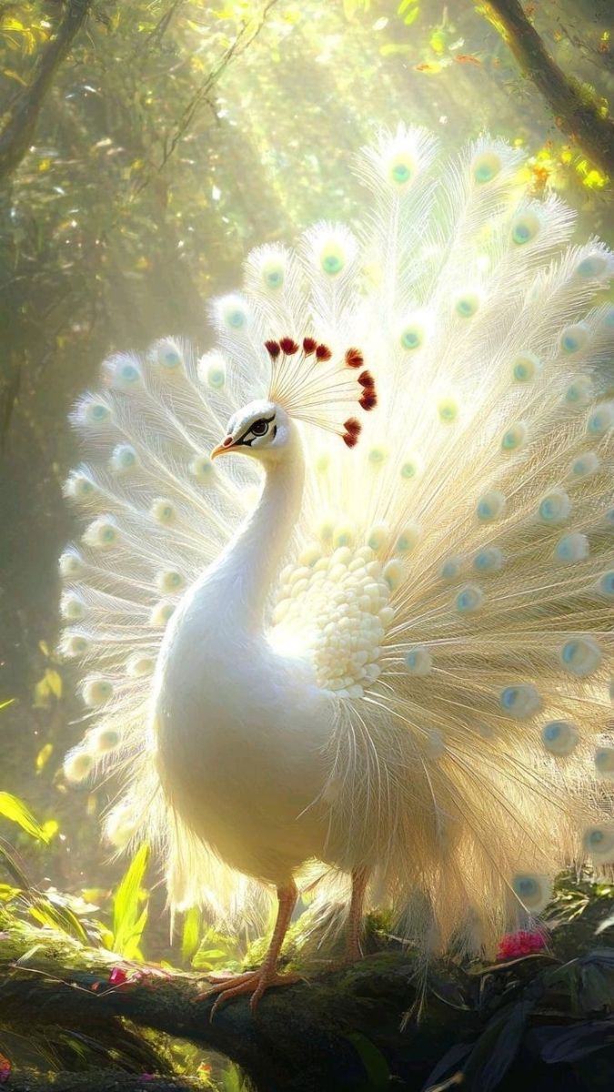 Hình nền khổng tước trắng kiêu kỳ, đẹp