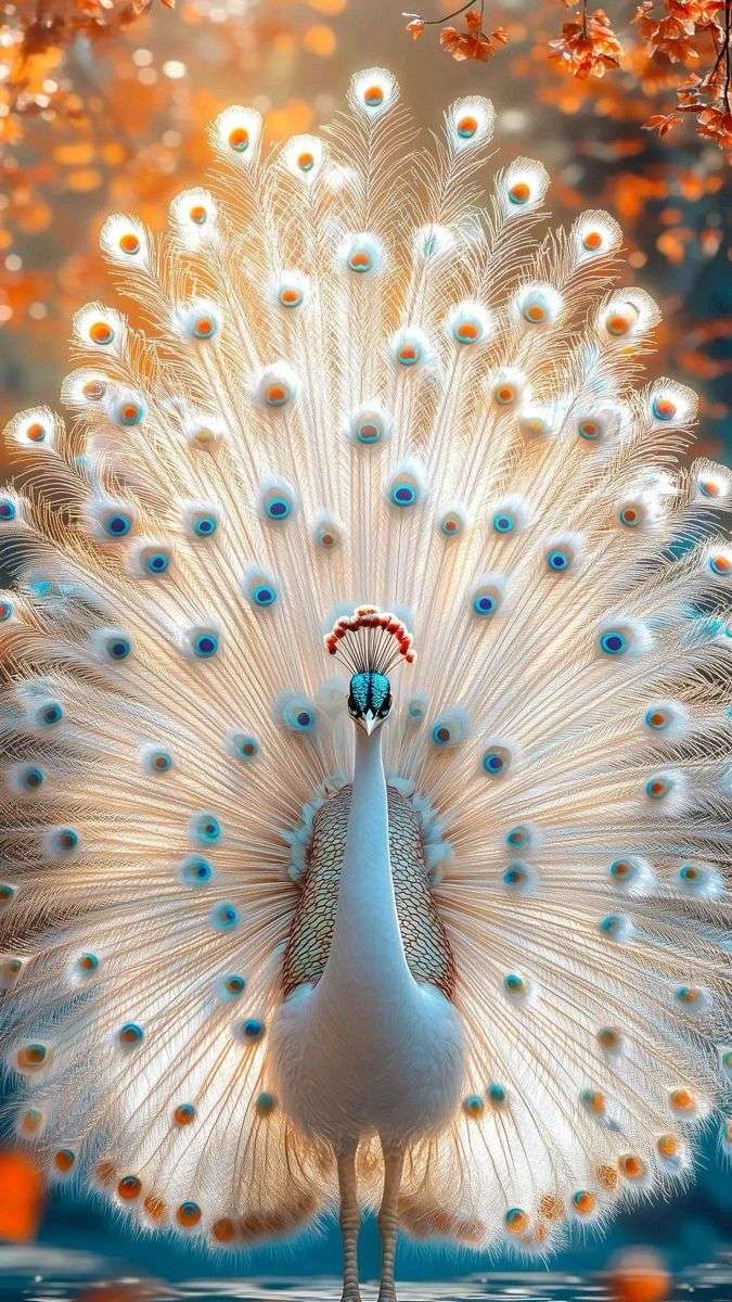 Hình nền khổng tước trắng cực đẹp, lấp lánh