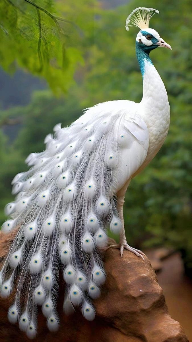 Hình nền khổng tước trắng đang ngắm nhìn