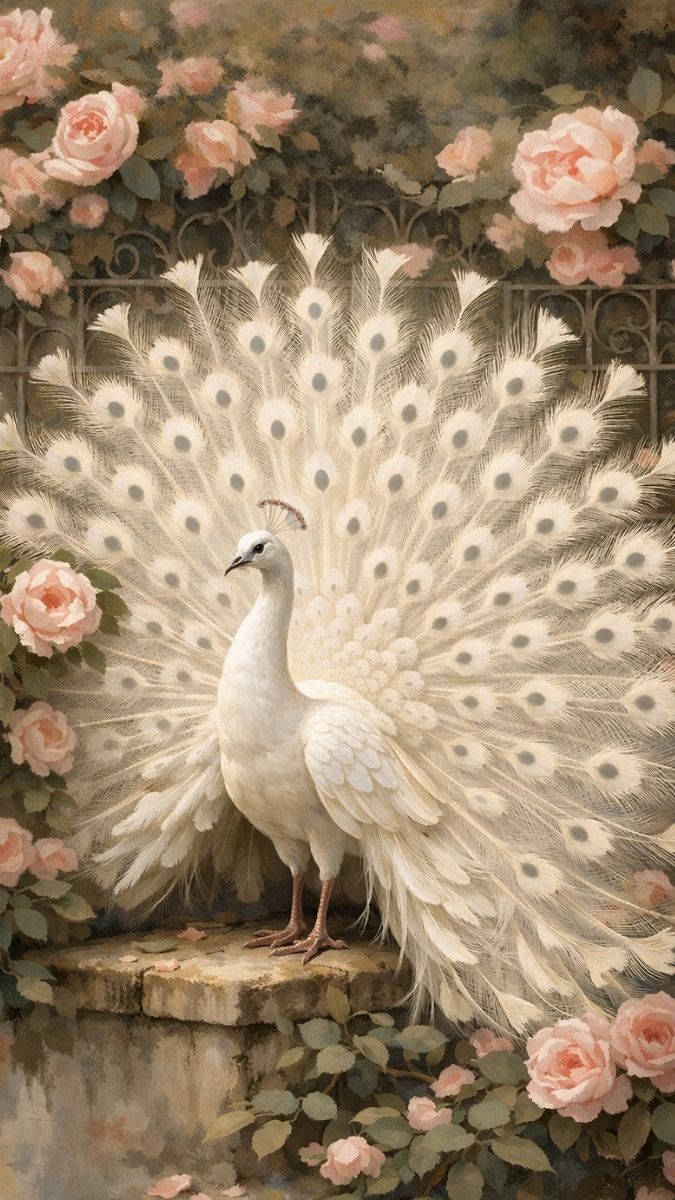 Hình nền khổng tước trắng kiêu sa