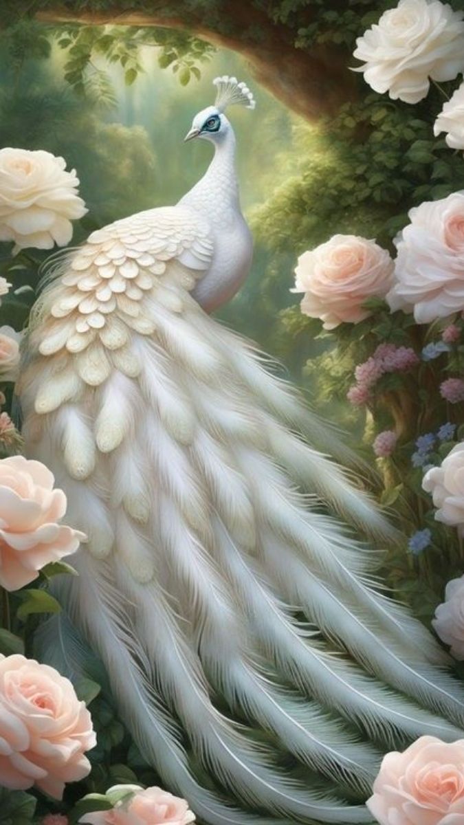 Hình nền khổng tước trắng cho điện thoại đẹp