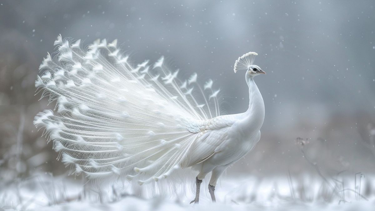 Hình nền khổng tước trắng kiêu sa, huyền bí