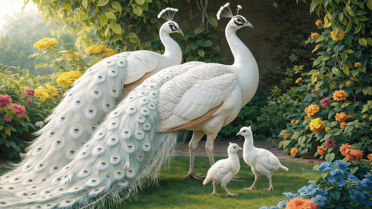 Hình nền khổng tước trắng ở cùng nhau