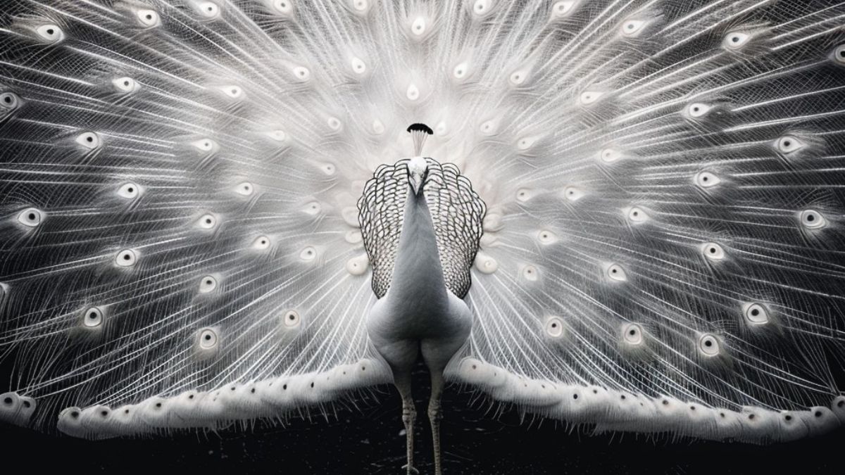 Hình nền khổng tước trắng nghệ thuật cao cấp