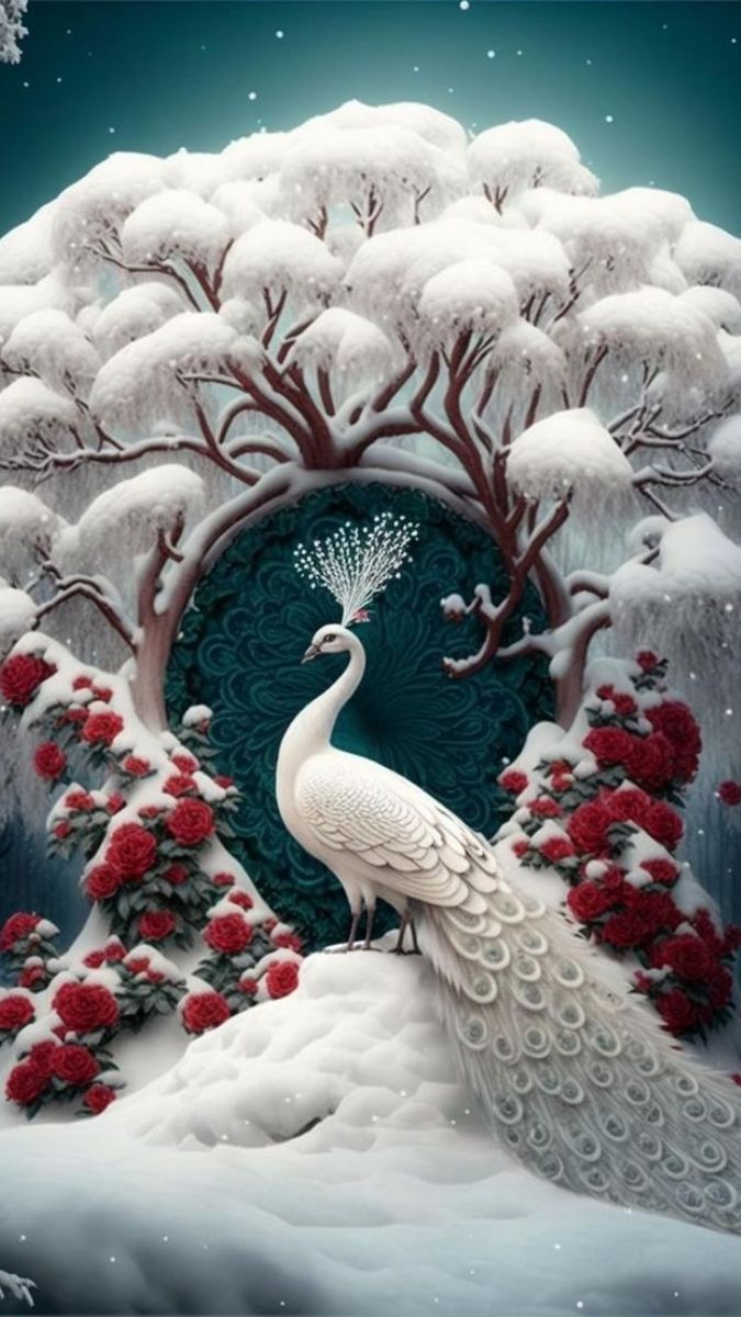 Hình nền khổng tước trắng đẹp phù hợp mệnh Kim