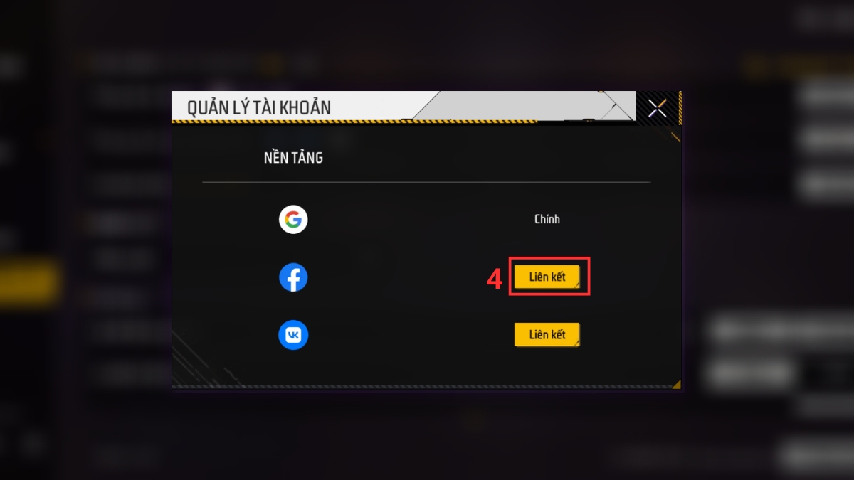 Cách tạo acc Free Fire - Liên kết tài khoản Facebook bước 3
