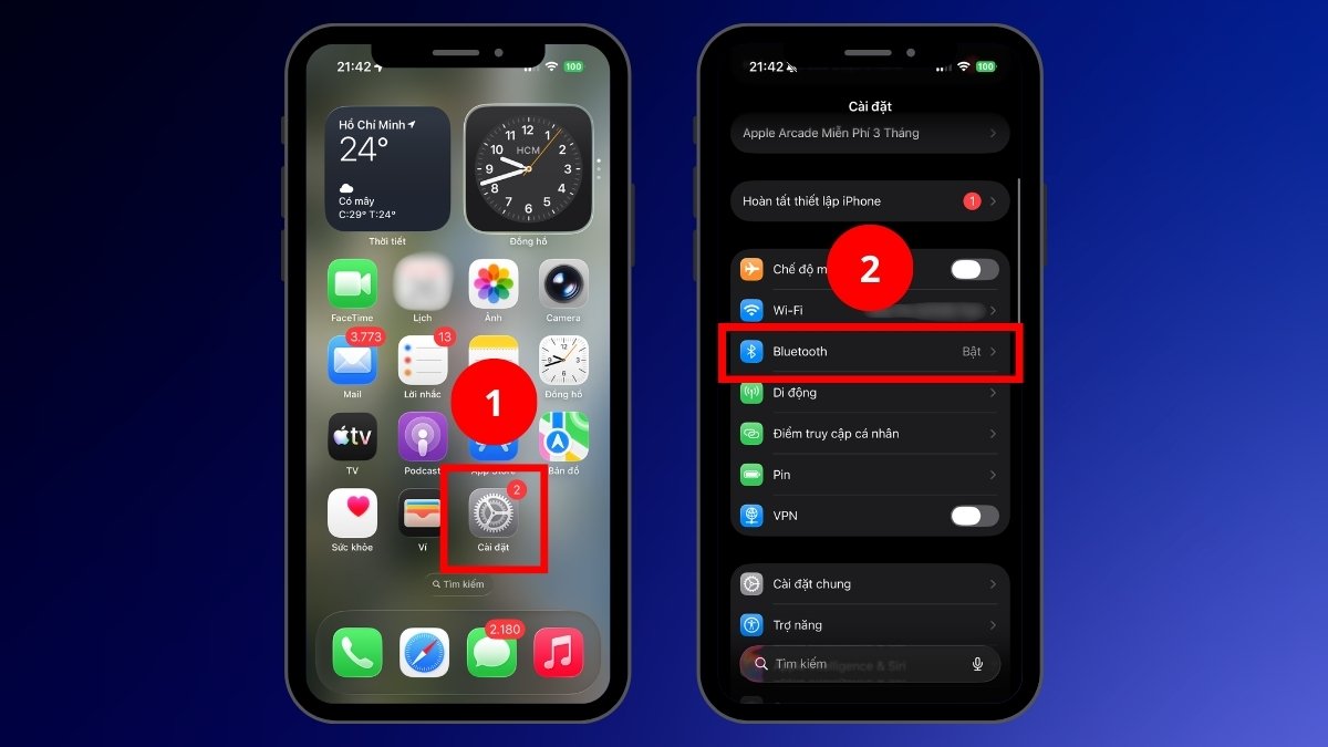 Khắc phục lỗi AirPods bị rè - Kết nối lại Bluetooth bước 1
