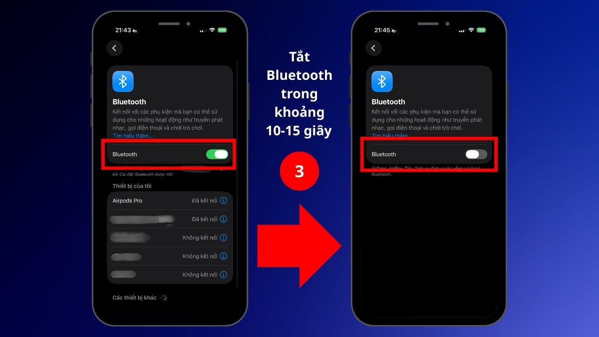 Khắc phục lỗi AirPods bị rè - Kết nối lại Bluetooth bước 2