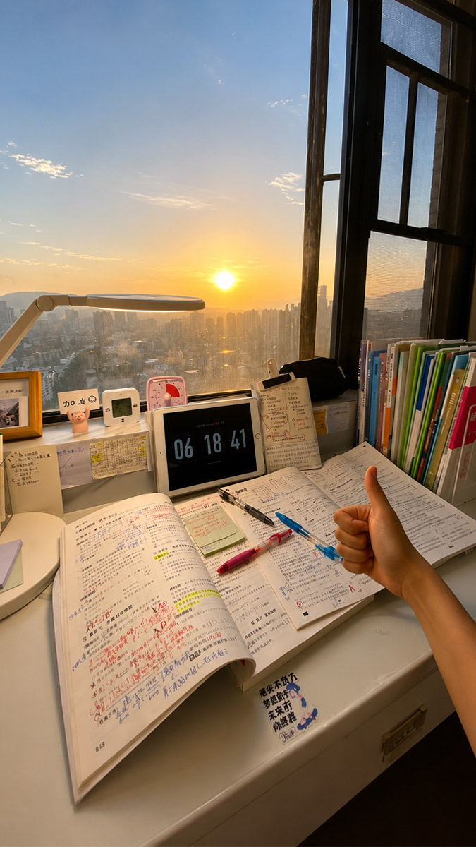 Ảnh động lực học tập với những trang sách note kín chữ