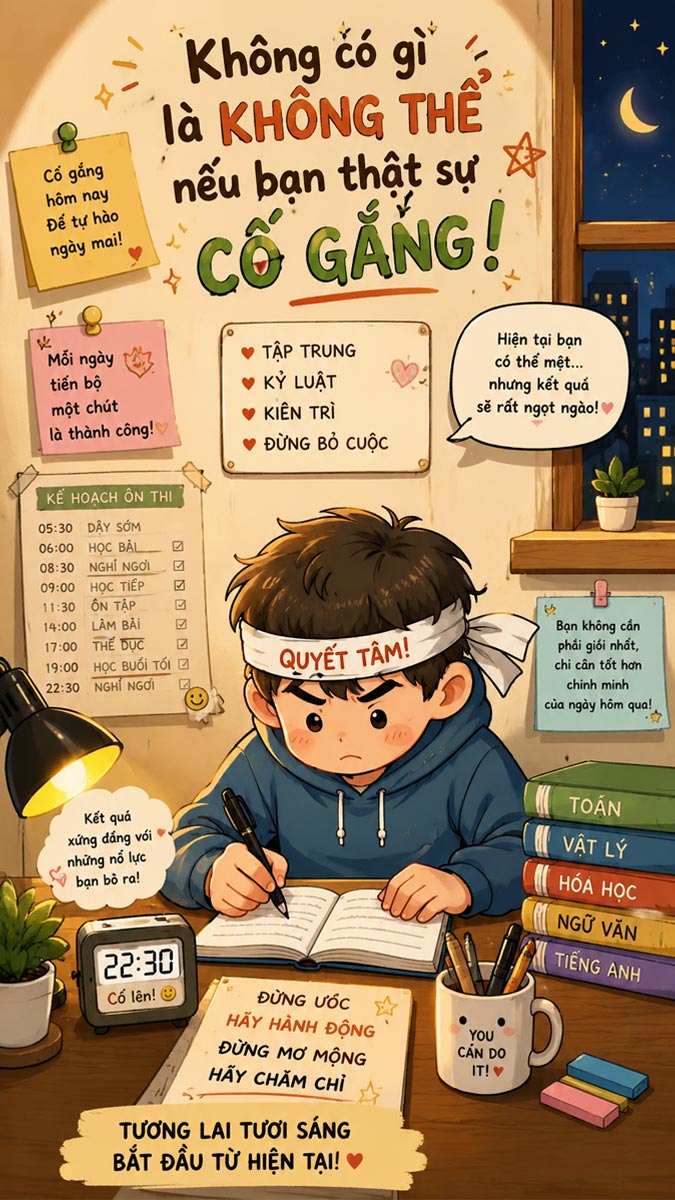 Ảnh động lực học tập với sự nỗ lực