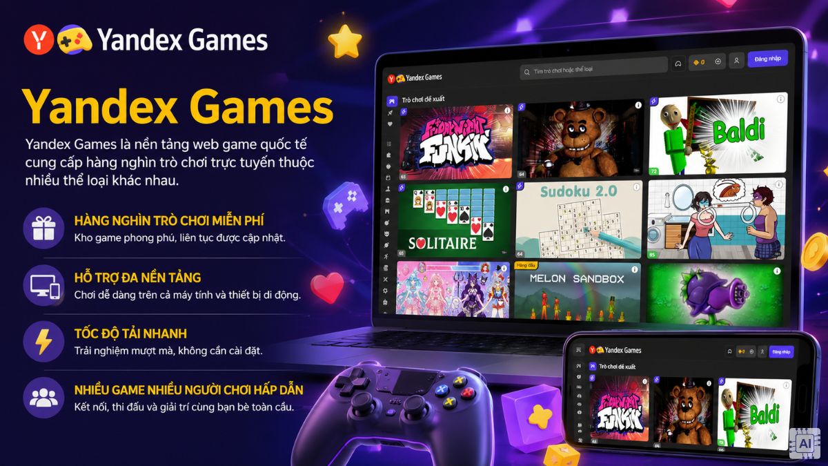 App chơi game miễn phí - Yandex Games