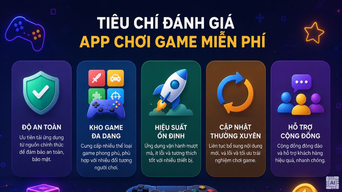 Tiêu chí đánh giá app chơi game miễn phí