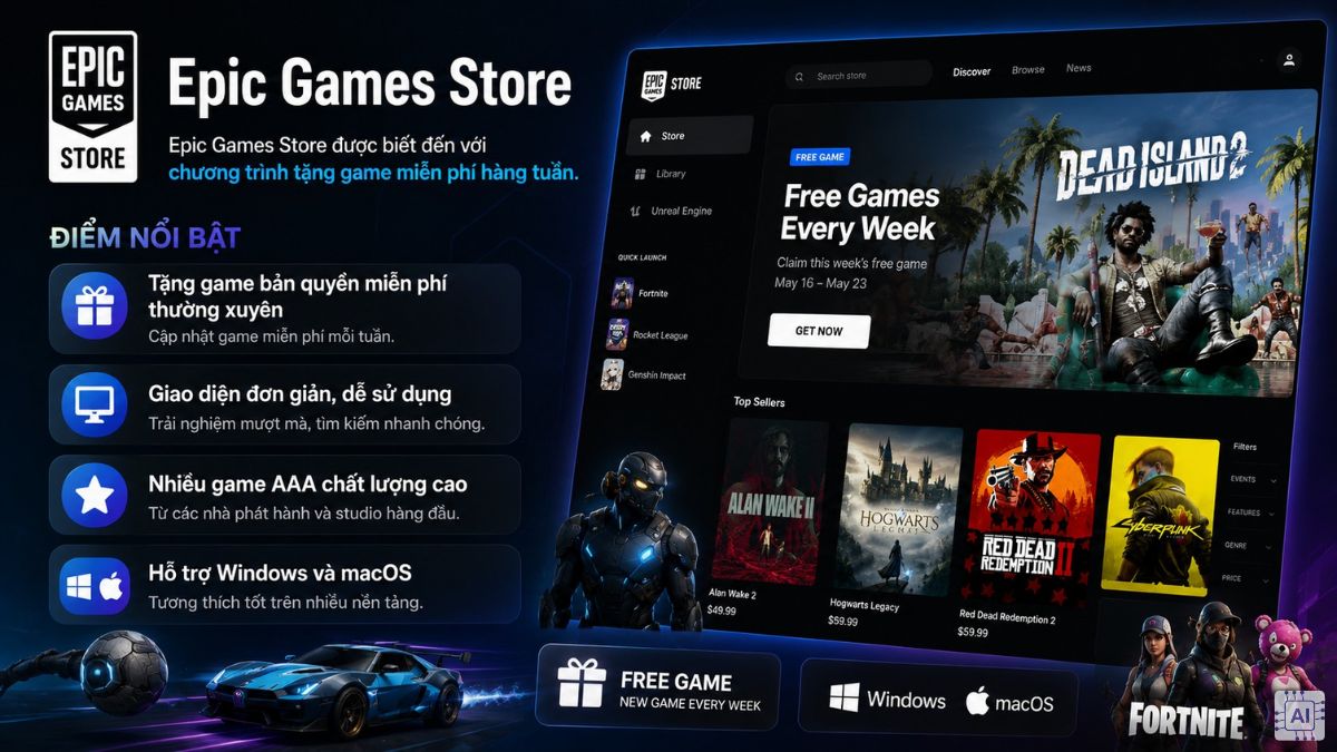App chơi game miễn phí - Epic Games Store
