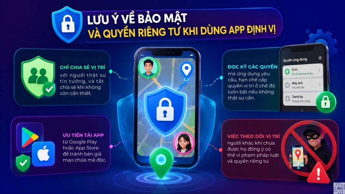 Lưu ý khi sử dụng các app định vị