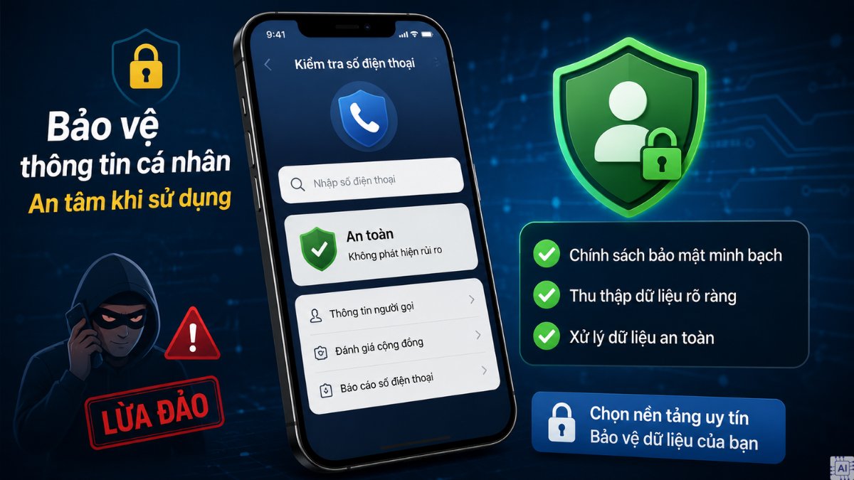 Lựa chọn app kiểm tra số điện thoại lừa đảo - Khả năng bảo mật