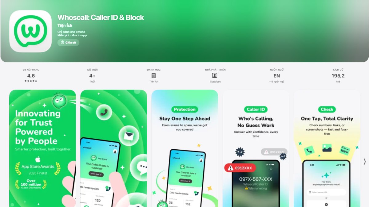 App kiểm tra số điện thoại lừa đảo - Whoscall