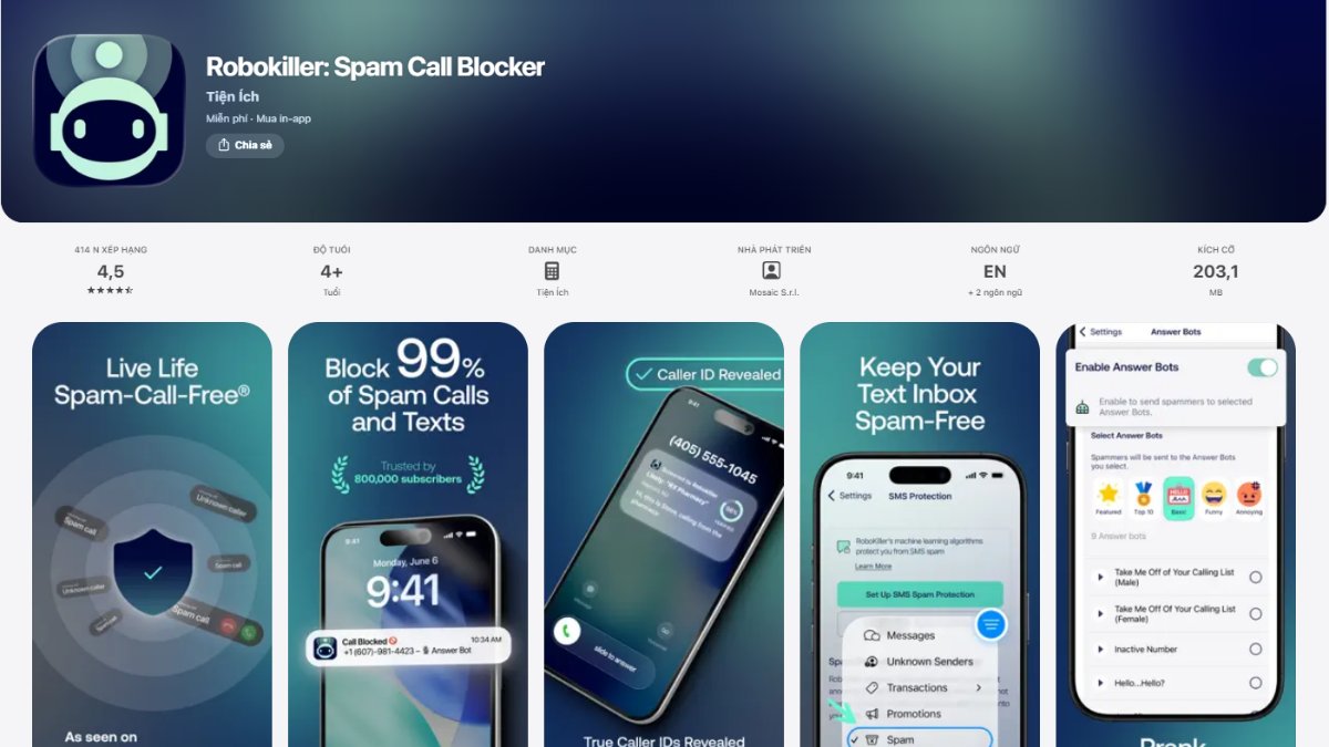 App kiểm tra số điện thoại lừa đảo - Robokiller