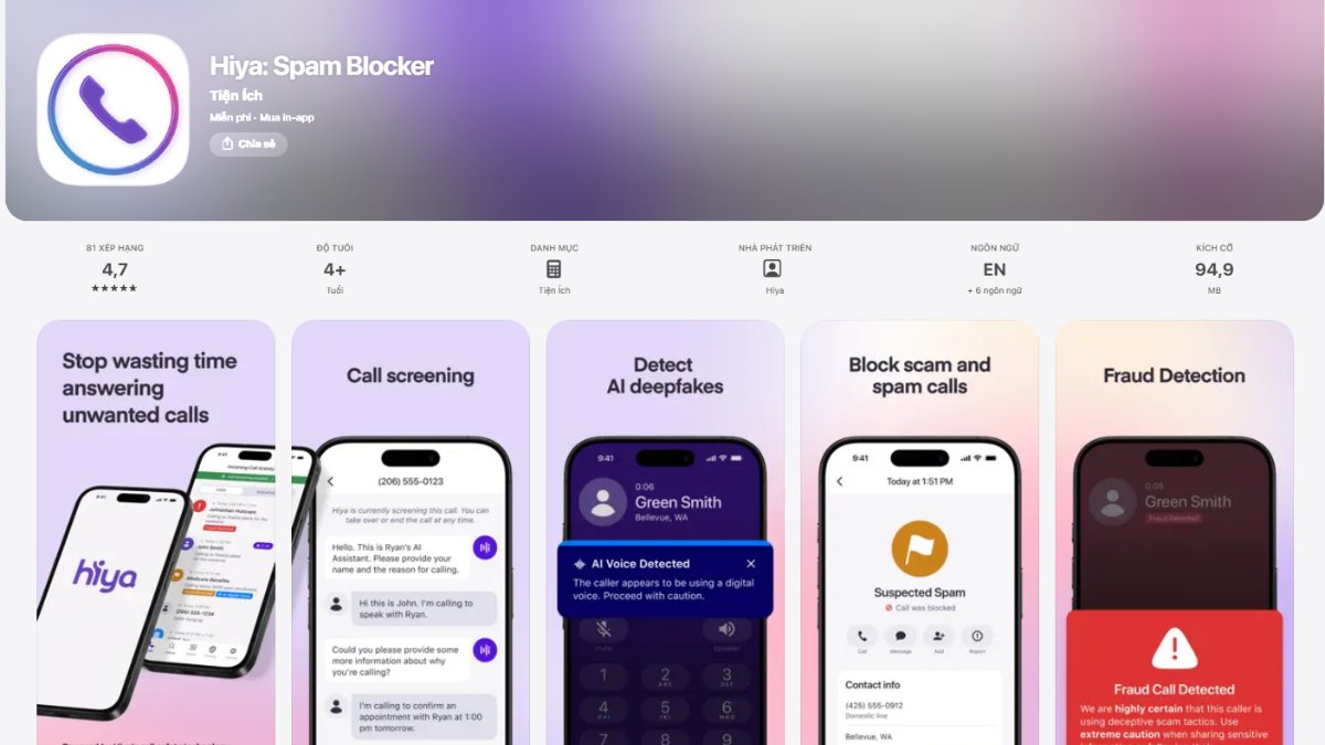 App kiểm tra số điện thoại lừa đảo - Hiya