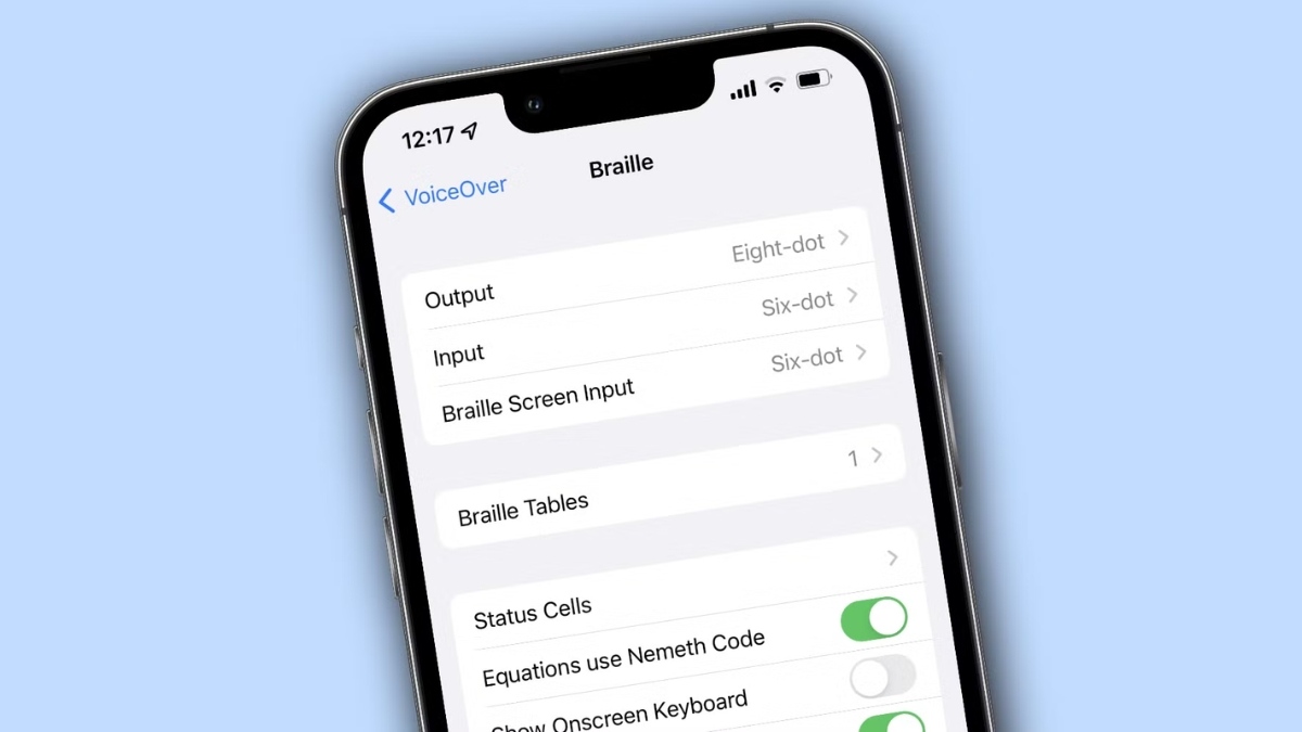 Bàn phím cho người khiếm thị - Nhập liệu Braille trực tiếp VoiceOver