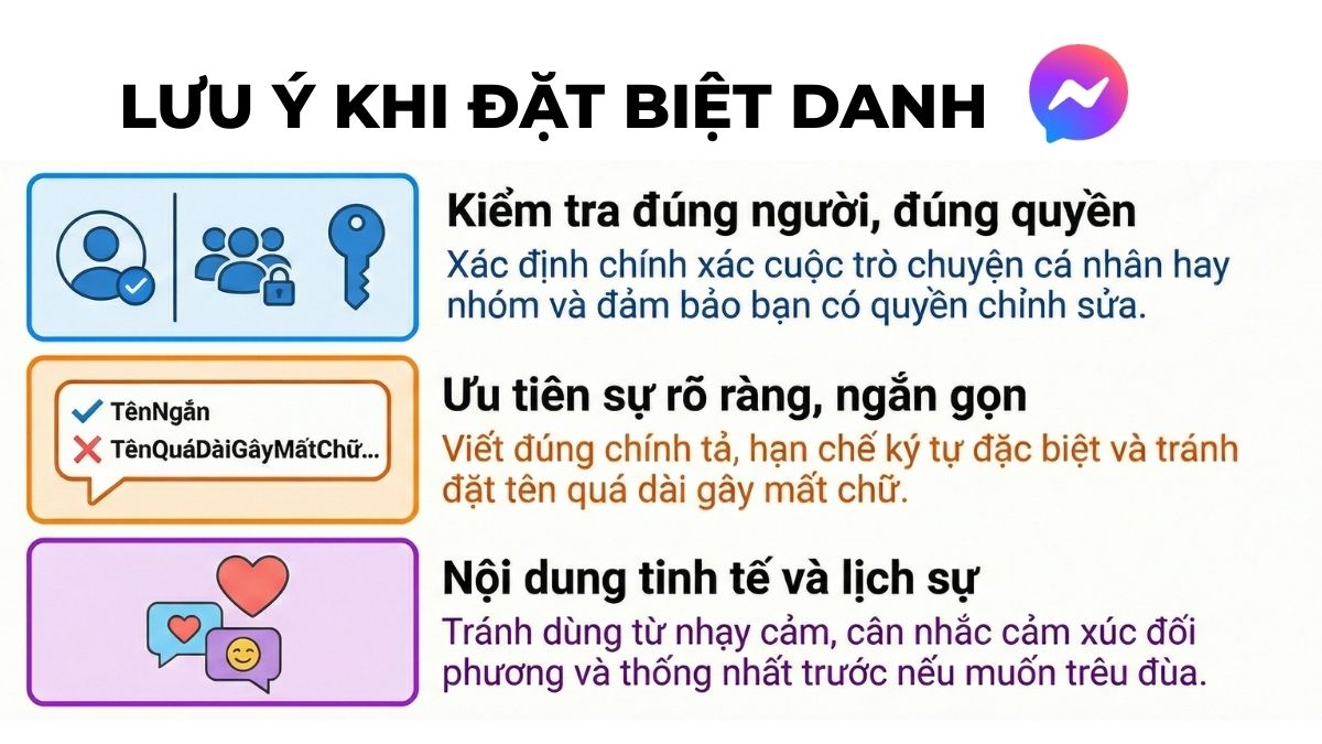 Lưu ý khi đặt biệt danh Messenger