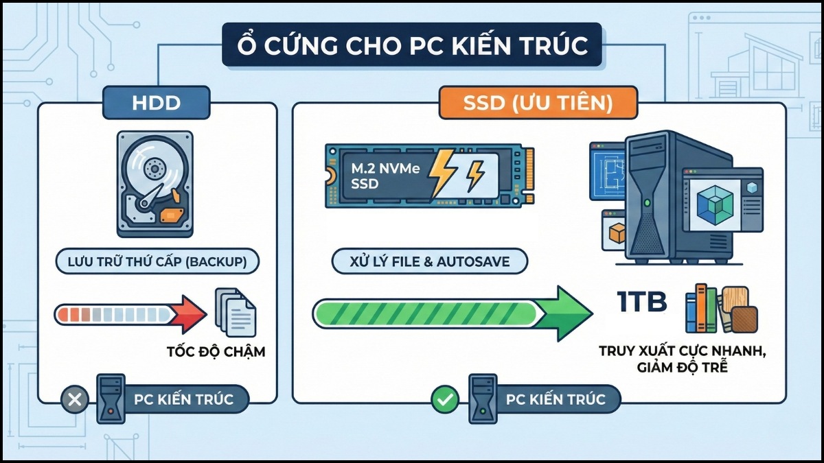 Tiêu chí build PC cho dân kiến trúc - Ổ cứng