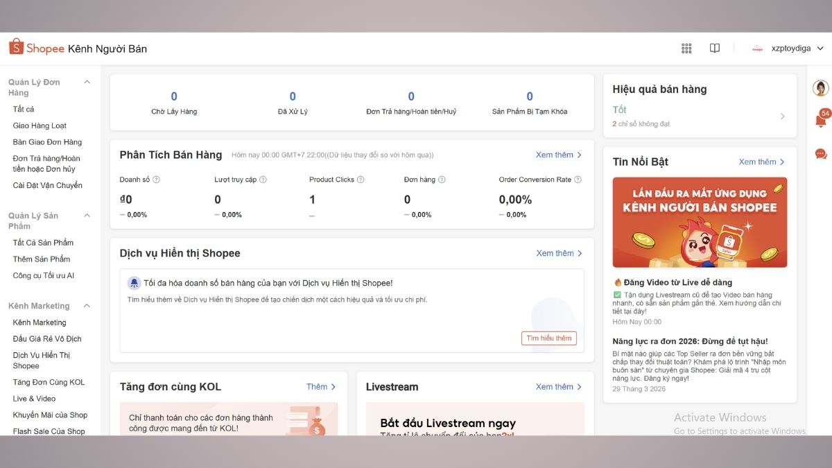 Cách tra các loại phí Shopee bước 1