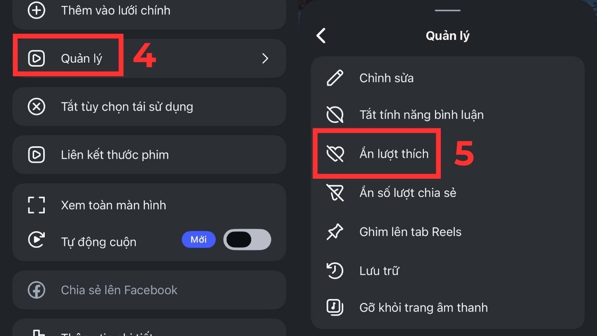 Cách ẩn lượt thích trên Instagram Reels bước 4, 5