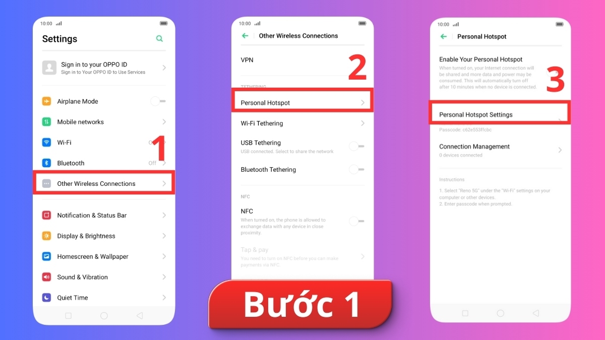 Cách chia sẻ 5G trên OPPO bước 1
