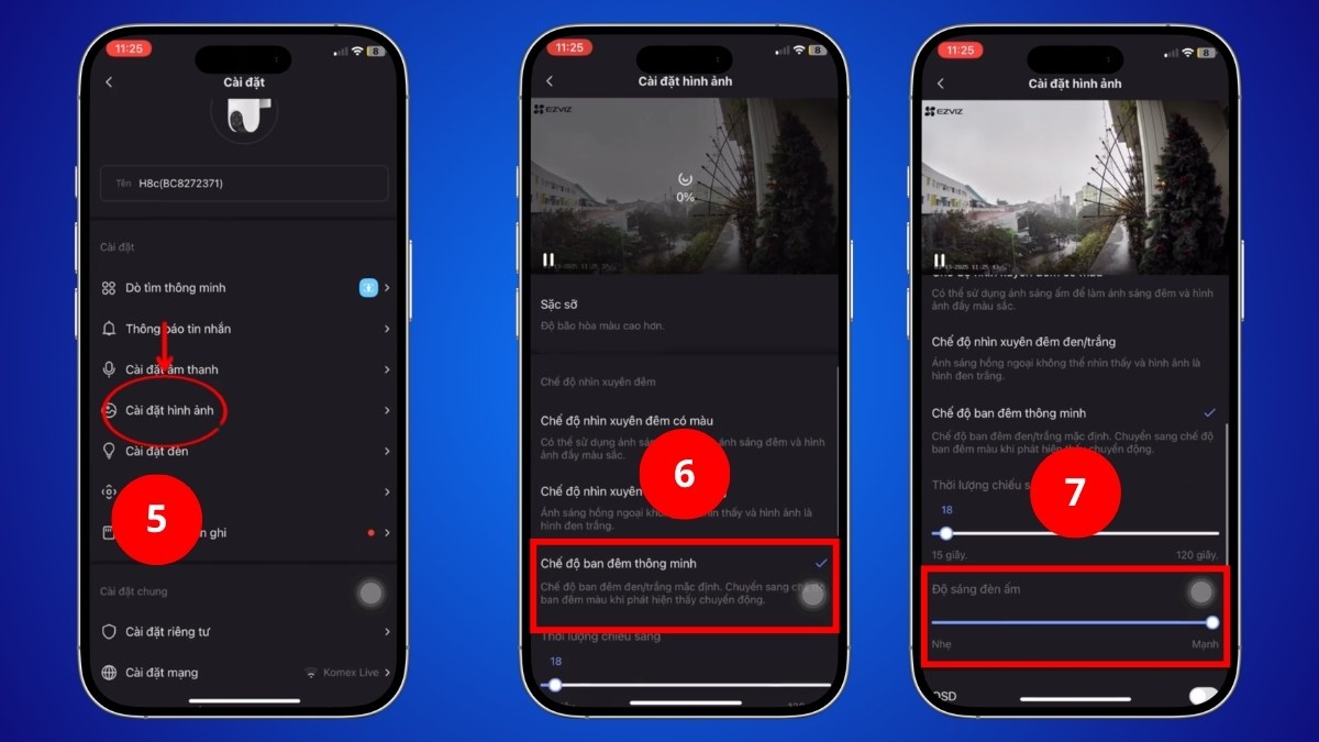 Cách bật đèn camera Ezviz ban đêm và cách chỉnh độ sáng bước 3