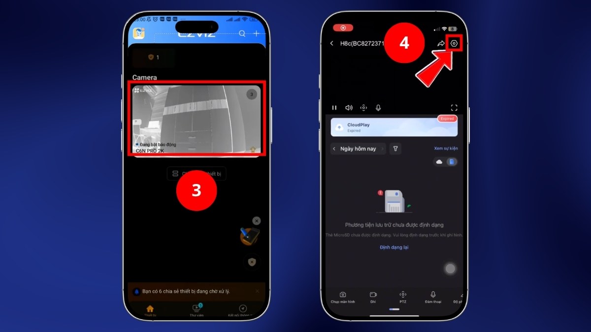 Cách bật đèn camera Ezviz ban đêm trên ứng dụng bước 2