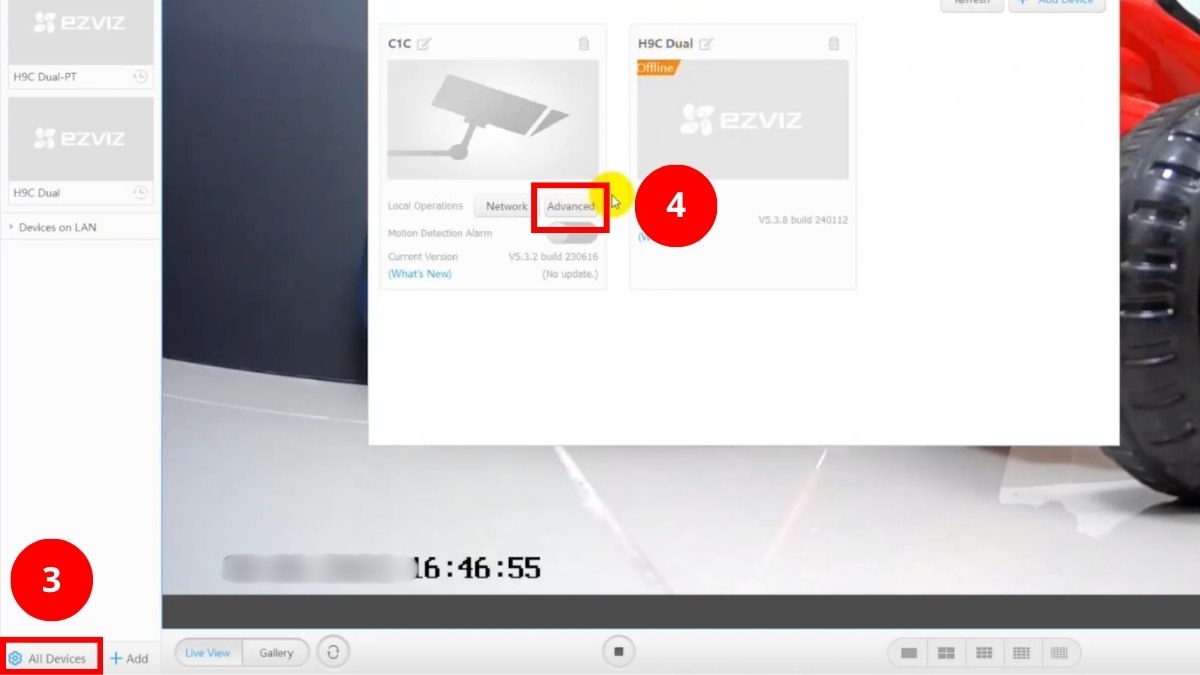 Cách bật đèn camera Ezviz ban đêm trên máy tính bước 2