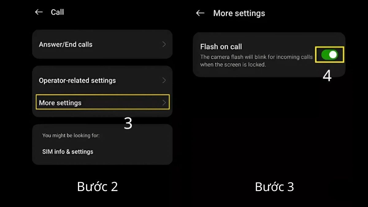 Bật đèn flash khi có cuộc gọi đến OPPO bước 2, 3