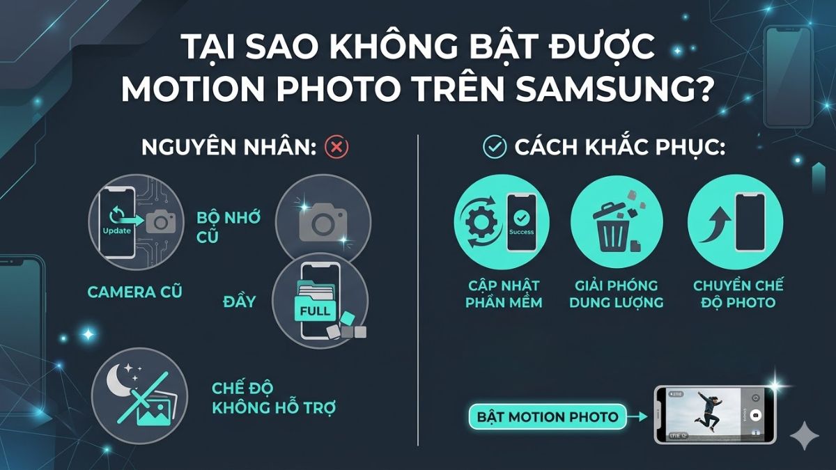 Cách bật Live Photo trên Samsung (Motion Photo) không thực hiện được thì phải làm sao?