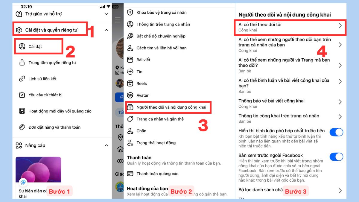 Cách bật theo dõi trên Facebook - Sửa lỗi do cài đặt quyền riêng tư