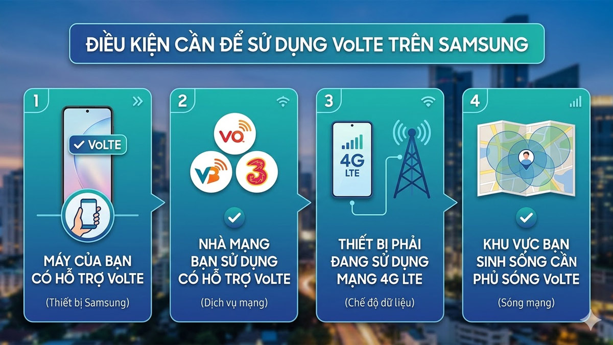 Cách bật VoLTE trên Samsung và điều kiện cần thiết