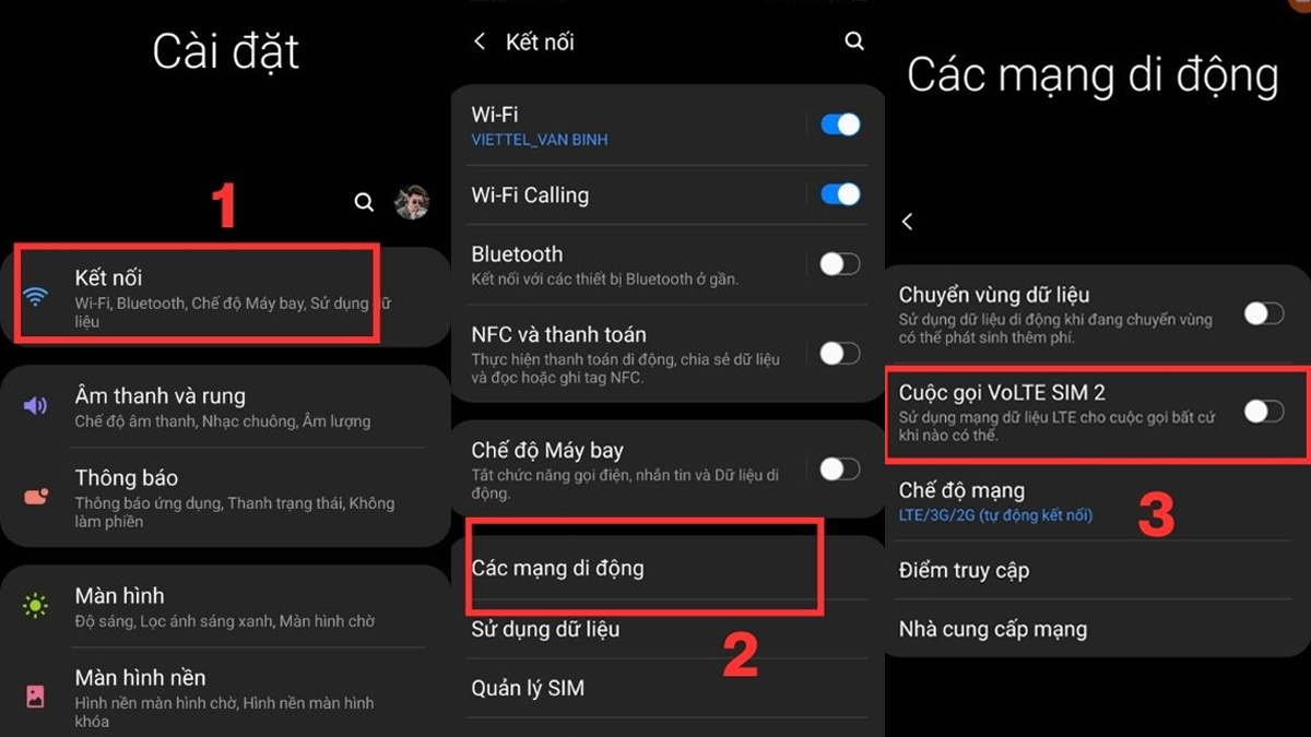 Cách bật VoLTE trên Samsung - Bật VoLTE trong Cài đặt