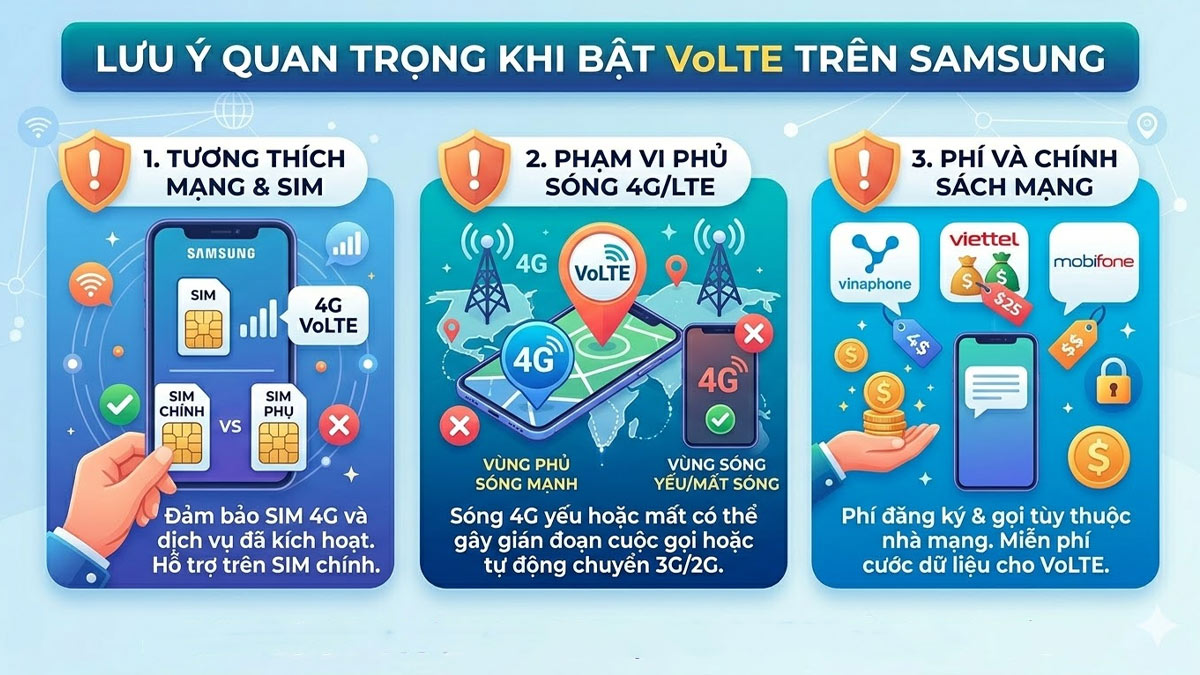 Cách bật VoLTE trên Samsung và các lưu ý