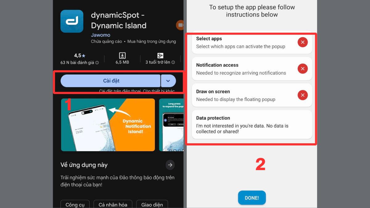 Cách biến OPPO thành iPhone - Cài Dynamic Island bước 1, 2