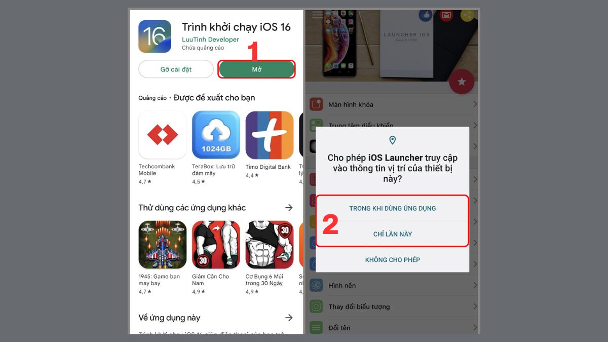 Cách biến OPPO thành iPhone - Dùng Launcher iOS bước 1, 2