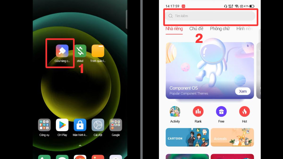 Cách biến OPPO thành iPhone - Sử dụng Theme Store bước 1, 2